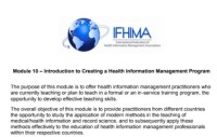 Module 10 – Introduction to Creating a Health Information Management Program